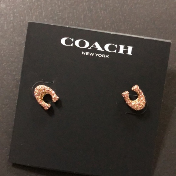 COACH Pave Signature C Stud‎ Earrings brand new - Picture 1 of 5